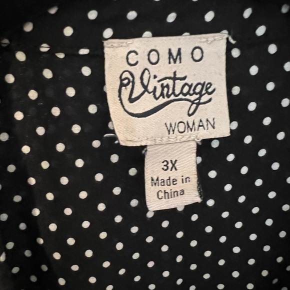 Como Vintage Black and White Button Down Shirt Tunic Classic - Picture 3 of 4